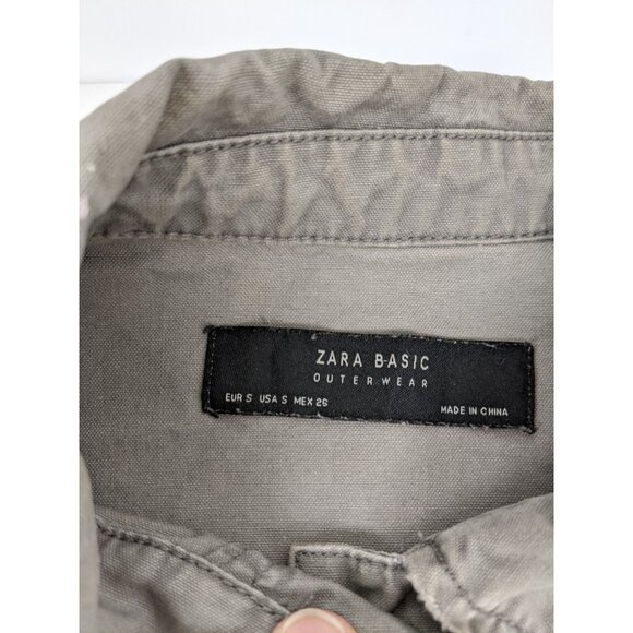 Zara Basic Outerwear Button Down Painted Patches Graffiti Jacket Size Small - Picture 5 of 10